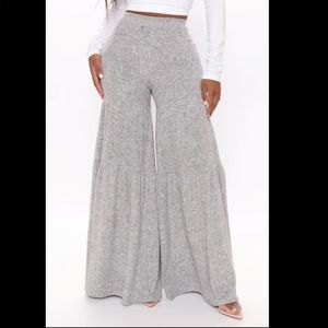 Fashion Nova Want to Cuddle Wide Leg Pant Heather Grey